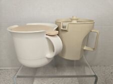 Tupperware Almond Creamer and White Sugar Set With Lids Mixed Lot picture