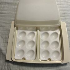 Tupperware Deviled Egg Keeper Carrier Tray Container 723-4 Vintage Beige picture