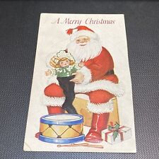 Fat Santa with little girl embossed antique postcard C49 1900's picture