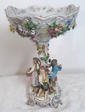 Excellent Antique Dresden Porcelain Family Group Centerpiece Compote Fruit Bowl picture