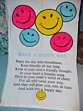Vintage MCM Happy Smiley Face Linen Towel, 16