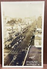 RPPC POSTCARD ~Hollywood Blvd at Highland Ave ~HOLLYWOOD CA ~ 1940/50's ~ picture