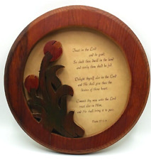 Vintage CARPENTREE Wall Art Psalm 37:3-5 Wood Frame Flowers Scripture picture