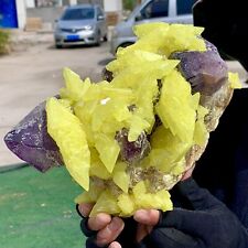 6.47LB Minerals ** LARGE NATIVE SULPHUR OnMATRIX Sicily With+amethyst Crystal picture