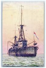 c1910 Front View of H.M.S New Zealand Battle Cruiser Oilette Tuck Art Postcard picture
