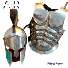 Muscle Jacket Armor Medieval & 300 Spartan Helmet King Roman picture