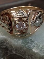 Vtg. Masonic Men's Diamond Ring  14K 12.1 DWT Gold  Sz 16/ Can Be Sized Masons picture