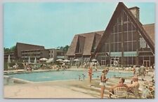 1970 Postcard Hueston Woods Lodge Oxford Ohio Swimming Pool picture