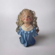 Vintage Ceramic Doll Hand Painted Real Blonde Curly Tendrils Hair Smile Kitschy picture