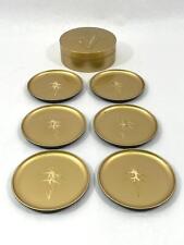 Vtg Hand Crafted Otagiri Lacquer 7 Piece Coaster Set Gold With Bamboo Pattern picture