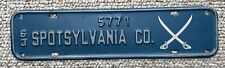 1963 Spotsylvania Co. Virginia License Plate Topper, Issue #5771, Cross Sabers picture