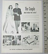 1949 Woodbury Facial Soap Vintage Print Ad Beauty Cream Bride Groom Officer B&W picture