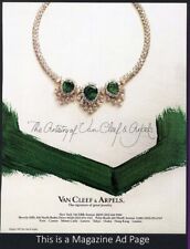 VAN CLEEF & ARPELS 1987 Vintage MAGAZINE AD Emerald Diamond Necklace picture