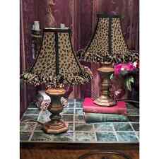 Pair of Accent Lamps with Custom Leopard Cheetah Hand Painted Lampshades picture