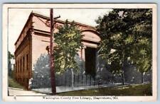 1909 HAGERSTOWN MARYLAND WASHINGTON COUNTY FREE LIBRARY ANTIQUE POSTCARD picture