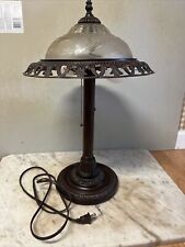 Antique Bronze Finish Frosted Embossed Shade Library Office Desk Table Lamp picture