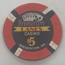 Bremerton Lanes Casino $5 Chip Bremerton Washington Paulson H&C Mold Royal Flush picture