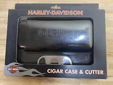 NEW NIB Harley Davidson Cigar Case & Cutter black leather motorcycle smoking picture