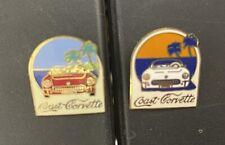 Coast Corvette Vintage 80s Lapel Hat Pin Lot California Palm Trees 🌴 Red Blue picture