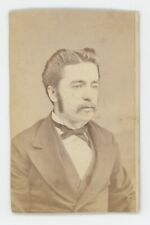 Antique CDV Circa 1870s Handsome man With Great Hair And Long Sideburns in Suit picture