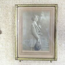 Antique Edwardian Gilded Metal Frame & Sepia Photograph of Elegant Lady 6