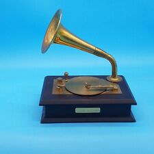 Vintage Enesco Brass Gramophone Music Jeweler Box Plays Für Elise by Beethoven picture