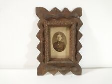 Antique Tramp Art Photo Frame Glassed picture