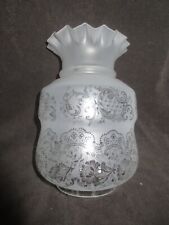 Original Antique Acid Etched Duplex Tall Tulip Frilly Top Oil Lamp Shade picture