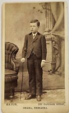 CDV Photo of Young Boy With A Cane In A Nice Suit. 1880s Omaha, Nebraska  picture