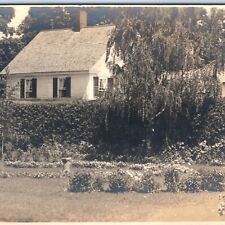 c1910s Endearing House & Garden RPPC Real Photo Postcard Bush Wall Cute Home A85 picture