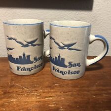 Vintage San Francisco SNCO Coffee Mug Cup Bridge Skyline Speckled Pair picture
