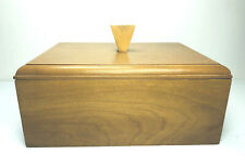 Vintage Handmade Wood Jewelry Box SIGNED Art Deco Trinket Dresser Velvet Lined picture
