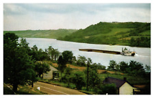 Ripley OH Ohio River Scene Rankin House Boat Barge Chrome Postcard picture