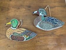 Pair of Vintage Victoria Littlejohn Ceramic Pottery Duck Trivet Wall Hangings picture