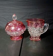 Vintage Tiffin Glass Franciscan Williamsburg Ruby Flash Creamer & Sugar Bowl picture