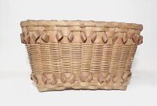 19TH C. SMALL PENOBSCOT ME NATIVE-AMERICAN HNDLED, RECT. PORCUPINE WEAVE BASKET picture