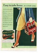 1941 Coca Cola Woman carrying six-pack carton pretty legs art Vintage Print Ad picture