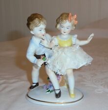 Vtg East Germany Unter Weiss Bach Porcelain Lace Figurine Boy & Girl Some Damage picture