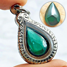 Leklai Naga Eye Crystal Magic Lucky Stone Teardrop Rich Green Thai Amulet #16577 picture