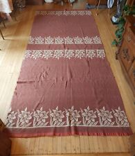 Vintage Wool Blend Picnic Blanket Pink Floral XL HUGE BIG Oversized 6 Ft x 13 Ft picture
