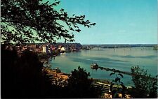 Beautiful View Burlington Mississippi River Iowa MacArthur Bridge Postcard UNP picture