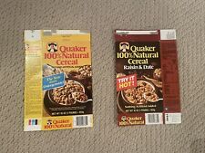Set Of 2 Very Rare Vintage 1982-83 Quaker 100% Natural Cereal Boxes Flattened picture