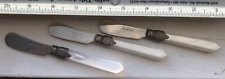 3 Vintage Napoleon Pearl White Flat Handle Butter Knives Inox Made In Italy picture