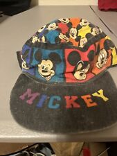 Vintage Colorful Disney Mickey Mouse Portrait Hat Stretch Fit Short Brim VTG HTF picture