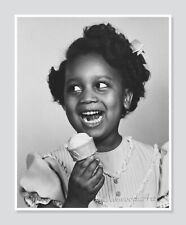 Cute Black Girl with Ice Cream Cone c1950s, Smiling Child, Vintage Photo Reprint picture