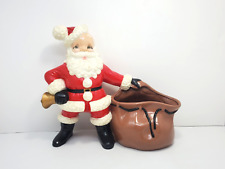 Vintage Atlantic Mold Ceramic Santa Claus with Christmas Toy Bag Holder/Planter picture
