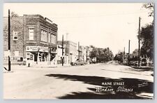 Postcard RPPC Photo Illinois Windsor Main Street Scene Drugstore Masonic & OES picture
