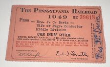 1949 Pennsylvania Railroad Pass Annual Season Ticket Stub Entire System SIGNED picture