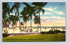 Beach at 72nd & Collins Ave Miami Beach FL Florida Postcard picture