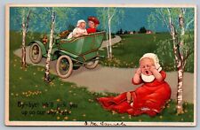 postcards 1908 PFB SERIE 7318 babies drive auto WILL PICK U UP ON WAY BACK picture